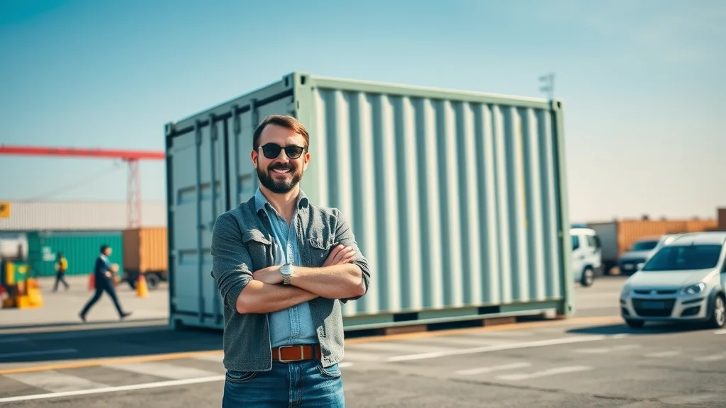 business owner with purchased shipping container on permanent storage site